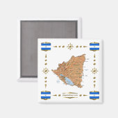 Carte Nicaragua + Magnet des drapeaux (Recto/Verso)