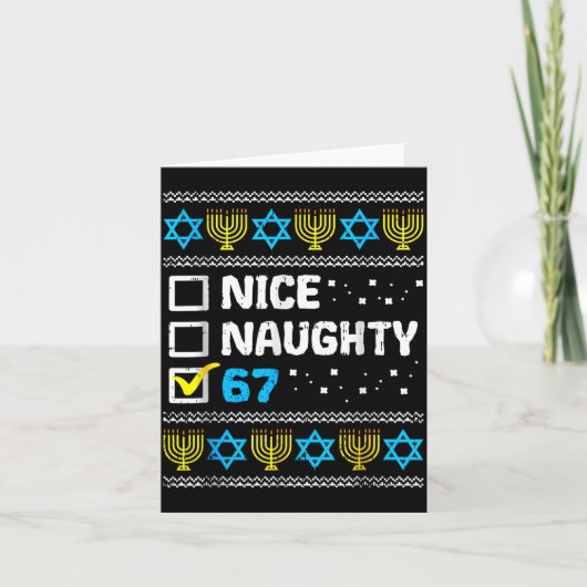 Carte Nice Naughty 67 Six Seven Ugly Hanukkah Sweater Ch (Devant)