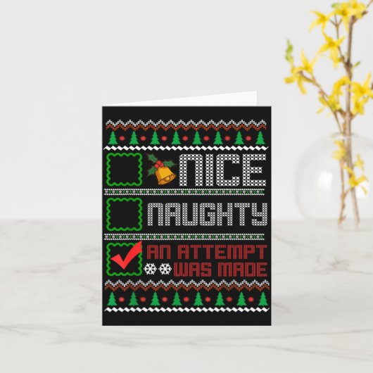 Carte Nice Naughty An Attempt Was Made Christmas List Sa (Fleur jaune)