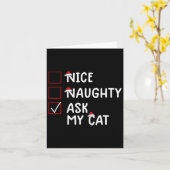 Carte Nice Naughty Ask Chat Mignonne Noël (Fleur jaune)
