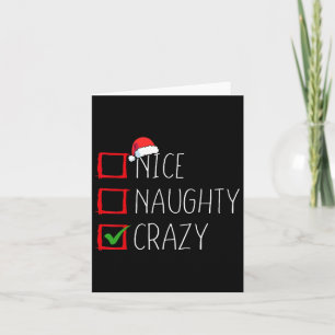 Carte Nice Naughty Crazy Liste de Noël Noël Noël Noël No