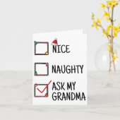 Carte Nice Naughty Demandez à ma grand-mère Funny Christ (Fleur jaune)