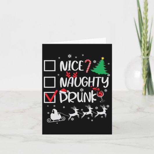 Carte Nice Naughty Drunk Check Funny Christmas (Devant)