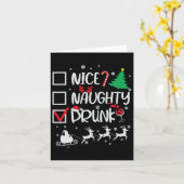 Carte Nice Naughty Drunk Check Funny Christmas (Fleur jaune)