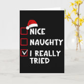 Carte Nice Naughty I Really Tried List Christmas Santa C (Fleur jaune)