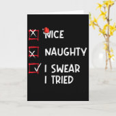 Carte Nice Naughty I Swear I Tried, Chirstmas Funny Chec (Fleur jaune)