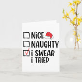 Carte Nice Naughty I Swear I Tried Christmas List Funny (Fleur jaune)