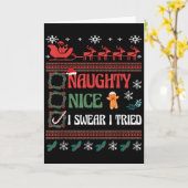 Carte Nice Naughty I Swear I Tried Christmas List Matchi (Fleur jaune)