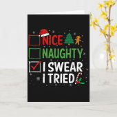 Carte Nice Naughty I Swear I Tried Christmas List Xmas S (Fleur jaune)