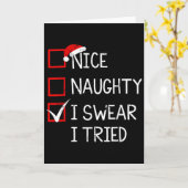 Carte Nice Naughty I Swear I Tried Christmas List Xmas S (Fleur jaune)