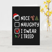 Carte Nice Naughty I Swear I Tried Funny Christmas List (Fleur jaune)