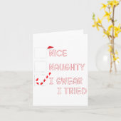 Carte Nice Naughty I Swear I Tried Funny Christmas List (Fleur jaune)