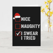 Carte Nice Naughty I Swear I Tried Funny Christmas List (Fleur jaune)
