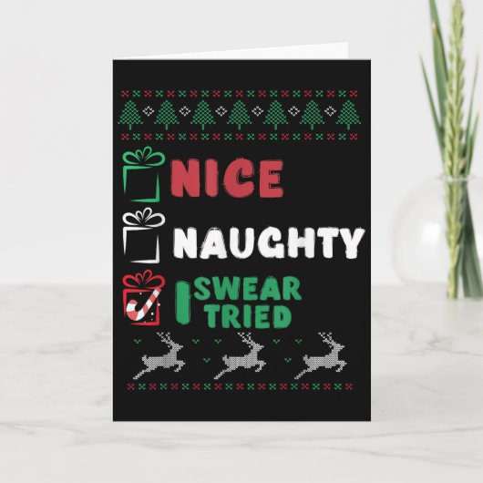 Carte Nice Naughty I Swear I Tried List Xmas Lover Chris (Devant)