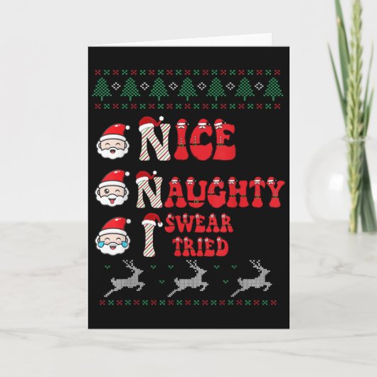 Carte Nice Naughty I Swear I Tried List Xmas Lover Chris (Devant)