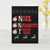 Carte Nice Naughty I Swear I Tried List Xmas Lover Chris (Fleur jaune)