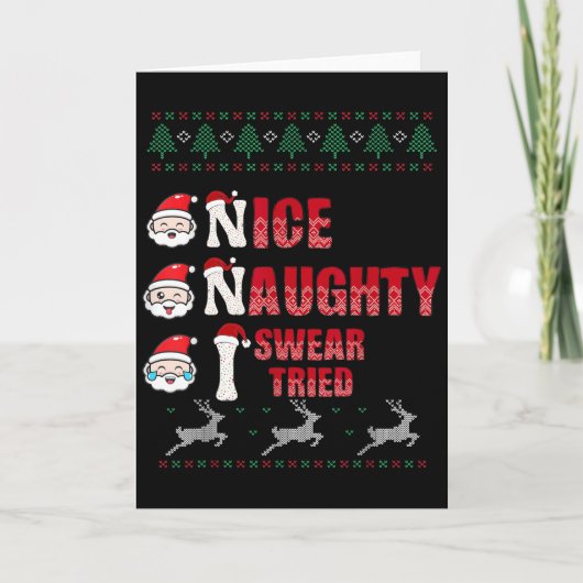 Carte Nice Naughty I Swear I Tried List Xmas Lover Chris (Devant)