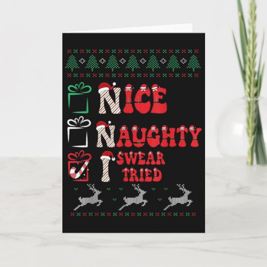 Carte Nice Naughty I Swear I Tried List Xmas Lover Chris (Devant)
