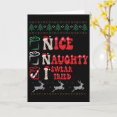 Carte Nice Naughty I Swear I Tried List Xmas Lover Chris (Fleur jaune)