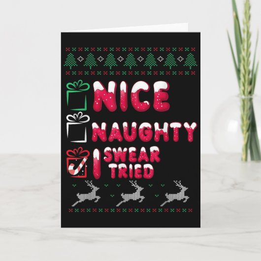 Carte Nice Naughty I Swear I Tried List Xmas Lover Chris (Devant)