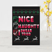 Carte Nice Naughty I Swear I Tried List Xmas Lover Chris (Fleur jaune)