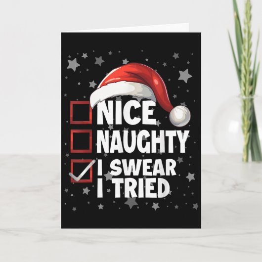 Carte Nice Naughty I Swear I Tried Xmas Santa Claus Chri (Devant)