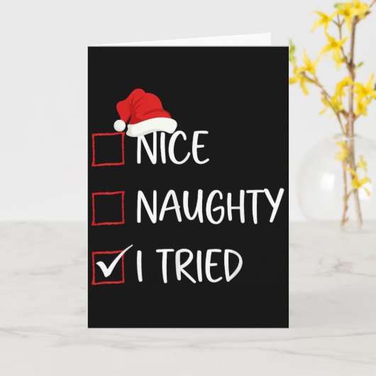 Carte Nice Naughty I Tried Christmas List Family Santa C (Fleur jaune)