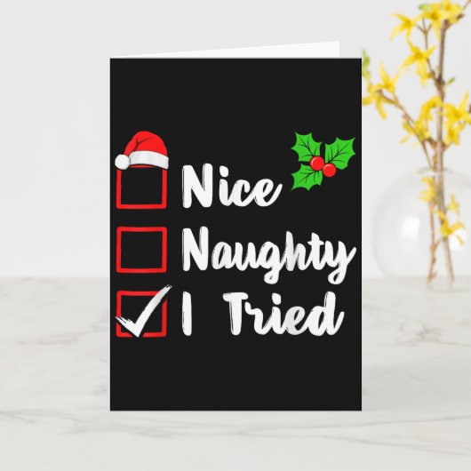 Carte Nice Naughty I Tried Funny Christmas Pjs Family Ma (Fleur jaune)