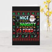 Carte Nice Naughty I Tried Funny List Santa Face Christm (Fleur jaune)