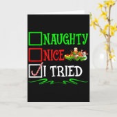 Carte Nice Naughty I Tried Santa Christmas List (Fleur jaune)