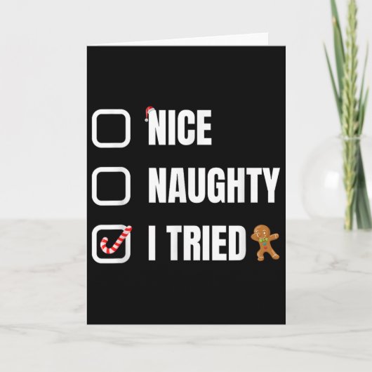 Carte Nice Naughty I Tried, Santa's Naughty List Funny C (Devant)