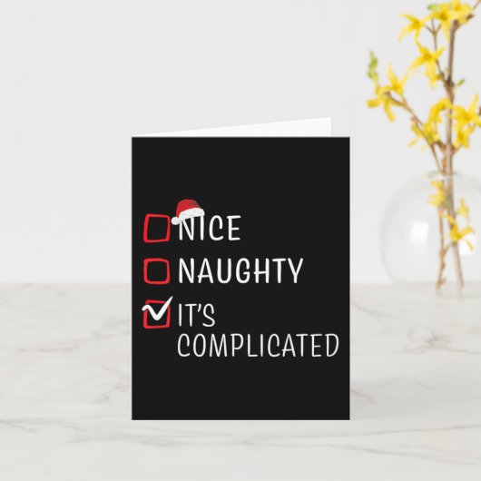 Carte Nice Naughty It's Complicated Christmas List Santa (Fleur jaune)