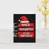 Carte Nice Naughty It's My Birthday Christmas List Santa (Fleur jaune)