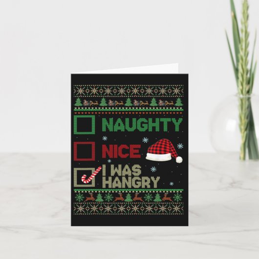 Carte Nice Naughty J'Étais Haingry Ugly Sweater Noël L (Devant)