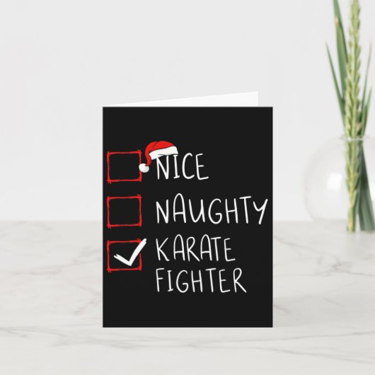 Carte Nice Naughty Karate Fighter List Noël Père Noël C (Devant)