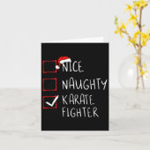 Carte Nice Naughty Karate Fighter List Noël Père Noël C (Fleur jaune)