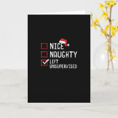 Carte Nice Naughty Left Unsupervised Christmas List (Fleur jaune)