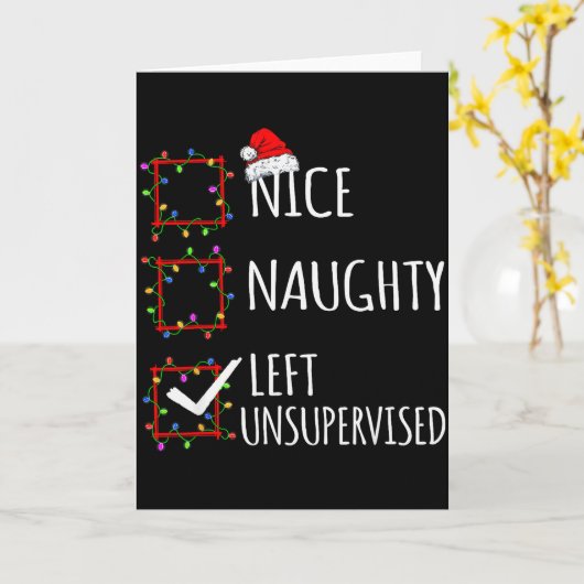 Carte Nice Naughty Left Unsupervised Christmas List Funn (Fleur jaune)