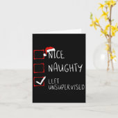 Carte Nice Naughty Left Unsupervised Christmas List Sant (Fleur jaune)