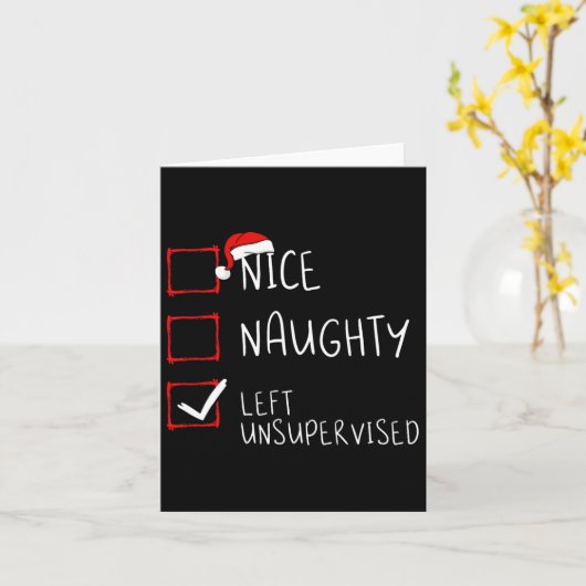 Carte Nice Naughty Left Unsupervised Christmas List Sant (Fleur jaune)