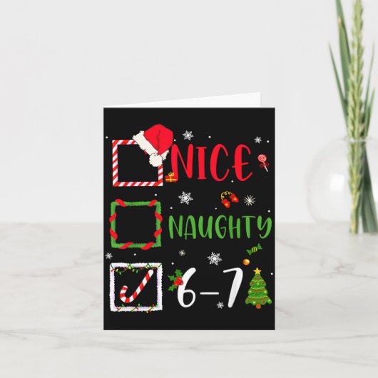Carte Nice Naughty List 67 Christmas Brainrot Funny 6-7 (Devant)