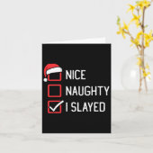 Carte Nice Naughty List I Slayed Noël (Fleur jaune)