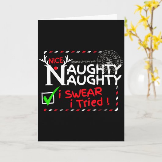 Carte Nice Naughty List I Swear I Tried Christmas Pajama (Fleur jaune)