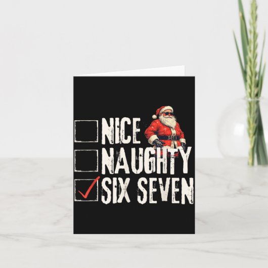 Carte Nice Naughty Six Seven Brainrot Meme 67 Santa Funn (Devant)
