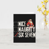 Carte Nice Naughty Six Seven Brainrot Meme 67 Santa Funn (Fleur jaune)