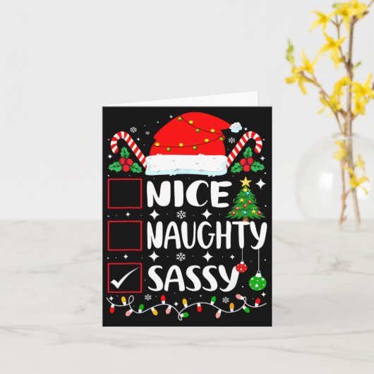 Carte Nice Naughty Sy Christmas List (Fleur jaune)