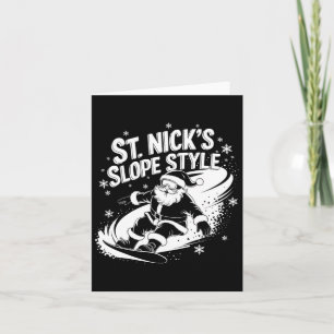 Carte Niche Style pente Noël Snowboard Père Noël Sno