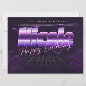 Carte Nicole Nom Prénom lila retro (Devant)