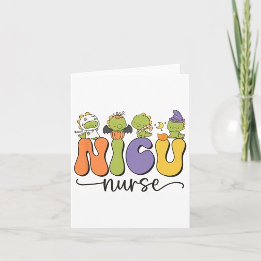 Carte Nicu Nurse Dinosaur Halloween Citrouille Neonatal (Devant)