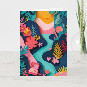 Carte Nid d'amour vibrant en papier découpé